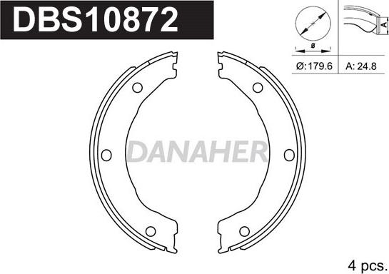 Danaher DBS10872 - Комплект тормозов, ручник, парковка autosila-amz.com