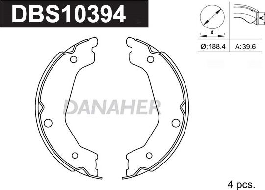 Danaher DBS10394 - Комплект тормозов, ручник, парковка autosila-amz.com