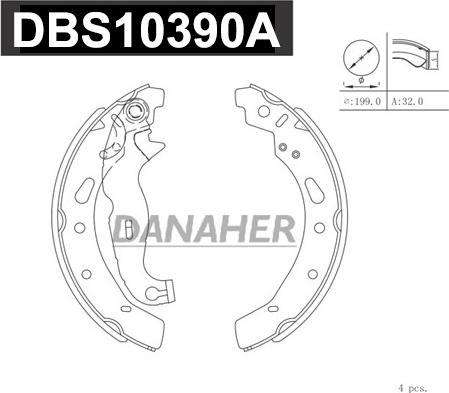Danaher DBS10390A - Комплект тормозных колодок, барабанные autosila-amz.com