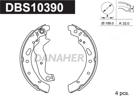 Danaher DBS10390 - Комплект тормозных колодок, барабанные autosila-amz.com