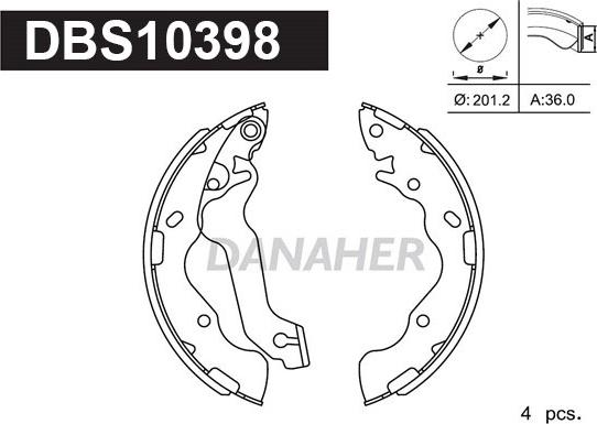 Danaher DBS10398 - Комплект тормозных колодок, барабанные autosila-amz.com