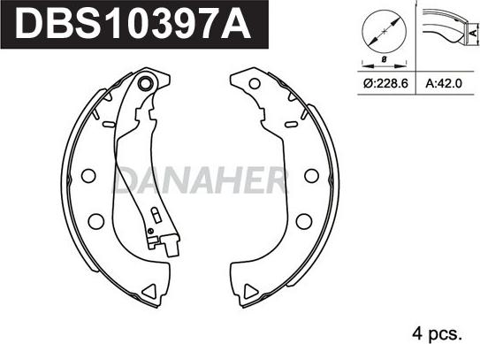 Danaher DBS10397A - Комплект тормозных колодок, барабанные autosila-amz.com