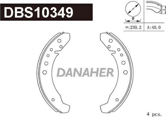 Danaher DBS10349 - Комплект тормозных колодок, барабанные autosila-amz.com