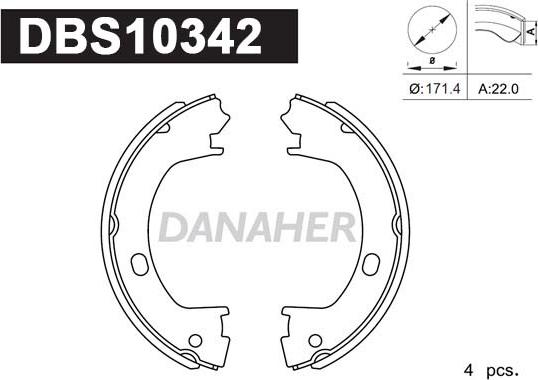 Danaher DBS10342 - Комплект тормозов, ручник, парковка autosila-amz.com