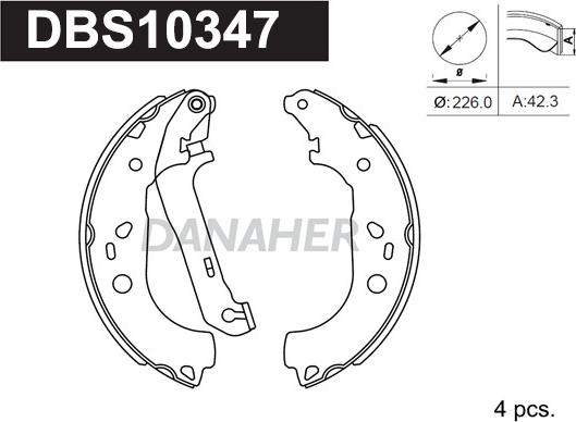 Danaher DBS10347 - Комплект тормозных колодок, барабанные autosila-amz.com