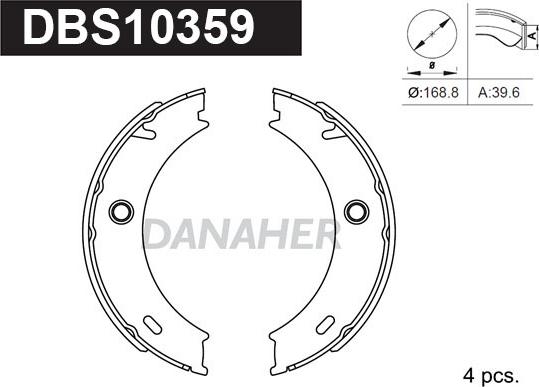 Danaher DBS10359 - Комплект тормозов, ручник, парковка autosila-amz.com