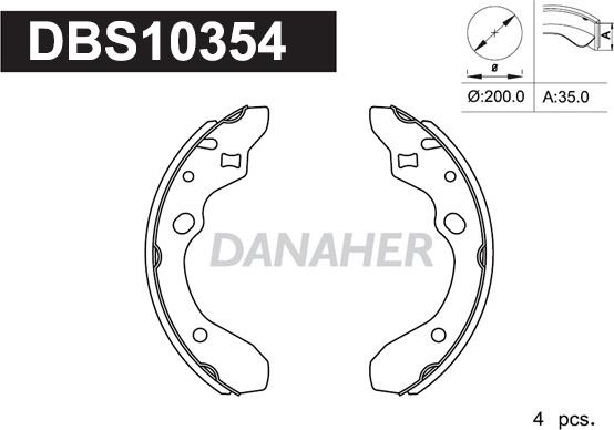 Danaher DBS10354 - Комплект тормозных колодок, барабанные autosila-amz.com