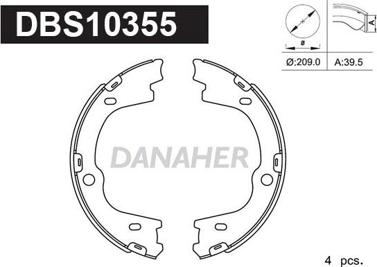 Danaher DBS10355 - Комплект тормозов, ручник, парковка autosila-amz.com