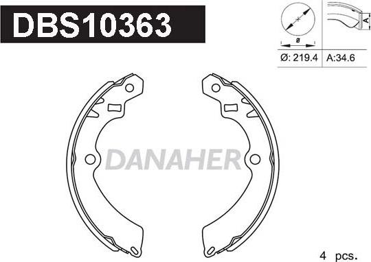 Danaher DBS10363 - Комплект тормозных колодок, барабанные autosila-amz.com