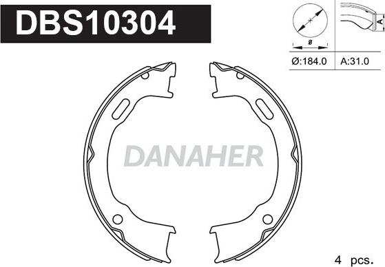 Danaher DBS10304 - Комплект тормозов, ручник, парковка autosila-amz.com