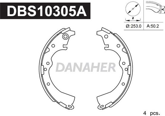 Danaher DBS10305A - Комплект тормозных колодок, барабанные autosila-amz.com