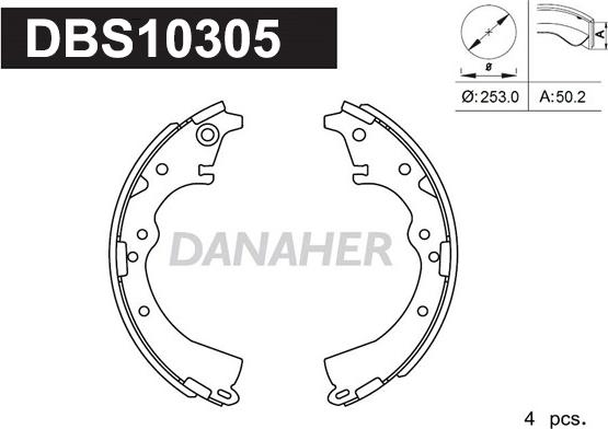 Danaher DBS10305 - Комплект тормозных колодок, барабанные autosila-amz.com