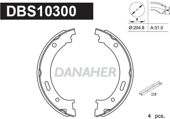 Danaher DBS10300 - Комплект тормозов, ручник, парковка autosila-amz.com
