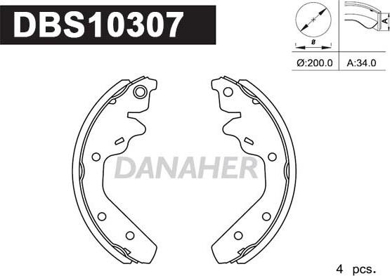 Danaher DBS10307 - Комплект тормозных колодок, барабанные autosila-amz.com