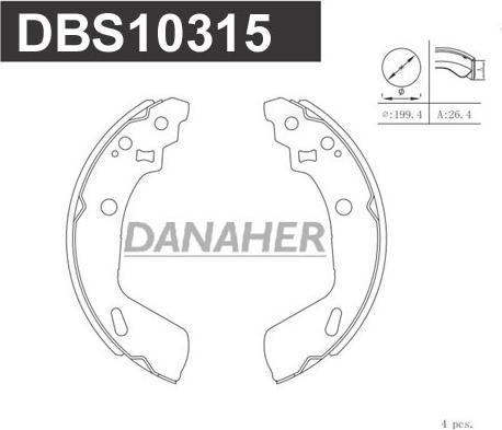 Danaher DBS10315 - Комплект тормозов, ручник, парковка autosila-amz.com
