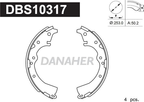 Danaher DBS10317 - Комплект тормозных колодок, барабанные autosila-amz.com