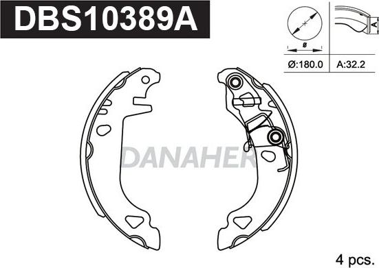 Danaher DBS10389A - Комплект тормозных колодок, барабанные autosila-amz.com