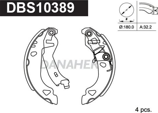 Danaher DBS10389 - Комплект тормозных колодок, барабанные autosila-amz.com