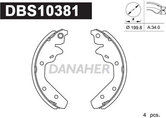 Danaher DBS10381 - Комплект тормозных колодок, барабанные autosila-amz.com