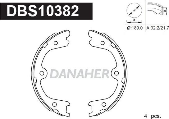 Danaher DBS10382 - Комплект тормозов, ручник, парковка autosila-amz.com