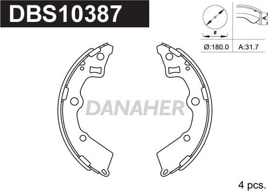 Danaher DBS10387 - Комплект тормозных колодок, барабанные autosila-amz.com