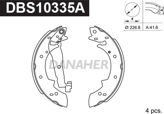 Danaher DBS10335A - Комплект тормозных колодок, барабанные autosila-amz.com