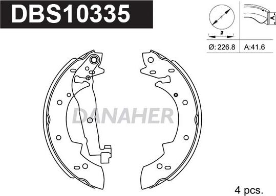 Danaher DBS10335 - Комплект тормозных колодок, барабанные autosila-amz.com