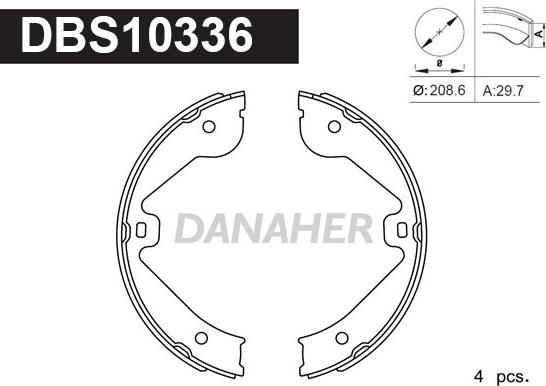 Danaher DBS10336 - Комплект тормозов, ручник, парковка autosila-amz.com