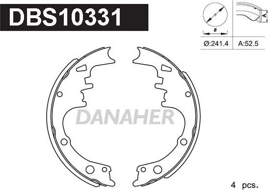 Danaher DBS10331 - Комплект тормозных колодок, барабанные autosila-amz.com
