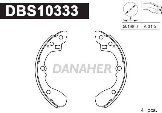 Danaher DBS10333 - Комплект тормозных колодок, барабанные autosila-amz.com
