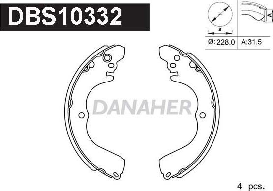 Danaher DBS10332 - Комплект тормозных колодок, барабанные autosila-amz.com