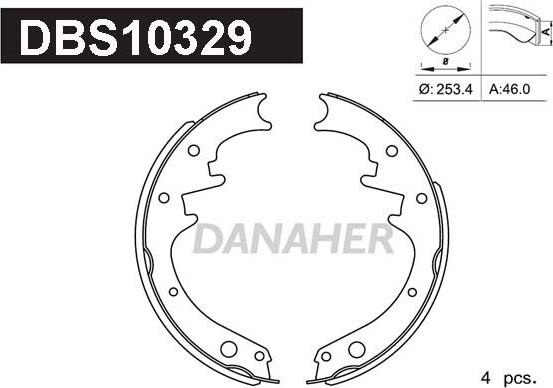 Danaher DBS10329 - Комплект тормозных колодок, барабанные autosila-amz.com