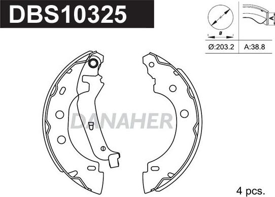 Danaher DBS10325 - Комплект тормозных колодок, барабанные autosila-amz.com