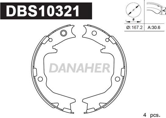 Danaher DBS10321 - Комплект тормозов, ручник, парковка autosila-amz.com
