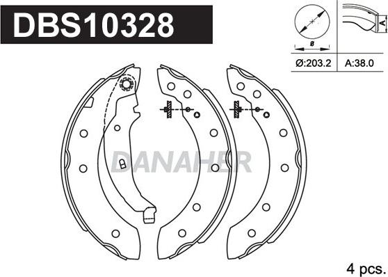 Danaher DBS10328 - Комплект тормозных колодок, барабанные autosila-amz.com