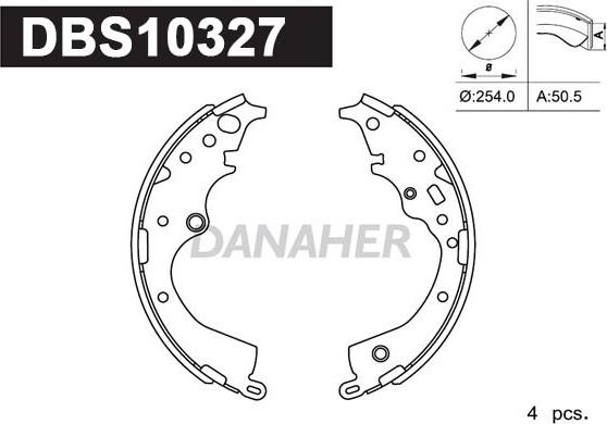 Danaher DBS10327 - Комплект тормозных колодок, барабанные autosila-amz.com