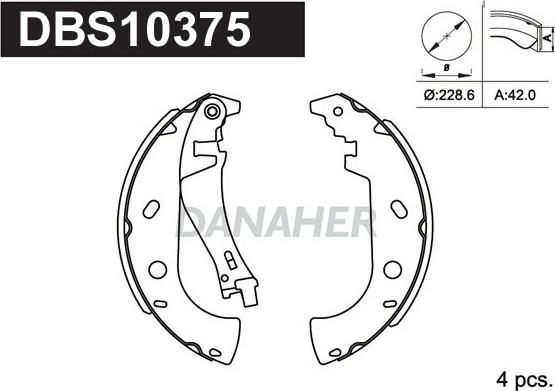 Danaher DBS10375 - Комплект тормозных колодок, барабанные autosila-amz.com