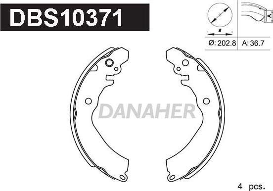 Danaher DBS10371 - Комплект тормозных колодок, барабанные autosila-amz.com