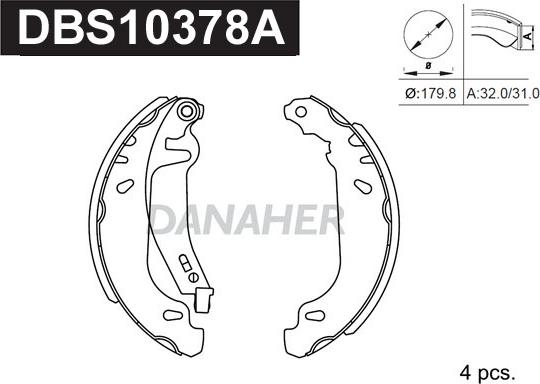 Danaher DBS10378A - Комплект тормозных колодок, барабанные autosila-amz.com