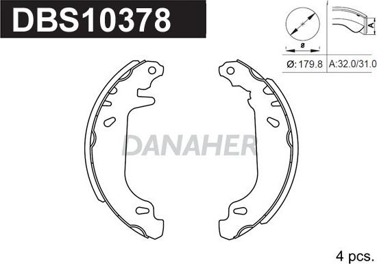 Danaher DBS10378 - Комплект тормозных колодок, барабанные autosila-amz.com