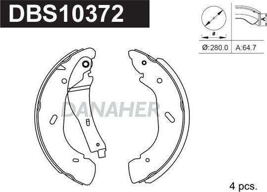 Danaher DBS10372 - Комплект тормозных колодок, барабанные autosila-amz.com