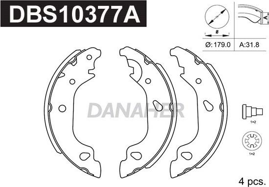 Danaher DBS10377A - Комплект тормозных колодок, барабанные autosila-amz.com