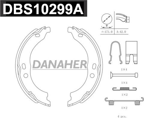 Danaher DBS10299A - Комплект тормозов, ручник, парковка autosila-amz.com