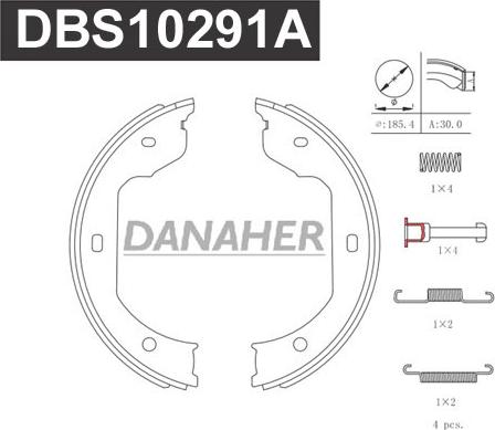 Danaher DBS10291A - Комплект тормозов, ручник, парковка autosila-amz.com