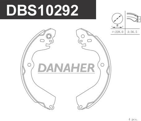 Danaher DBS10292 - Комплект тормозных колодок, барабанные autosila-amz.com