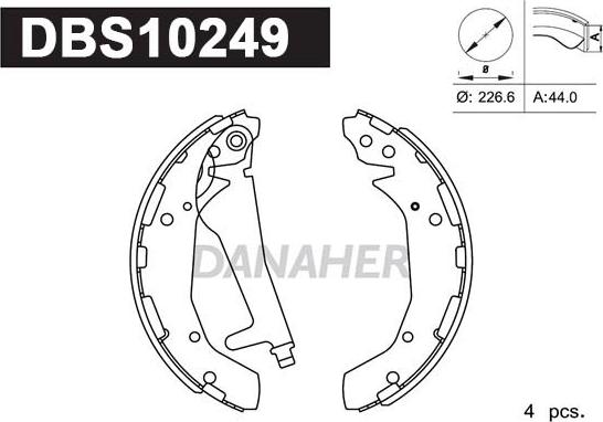 Danaher DBS10249 - Комплект тормозных колодок, барабанные autosila-amz.com