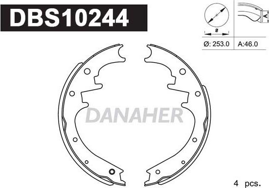 Danaher DBS10244 - Комплект тормозных колодок, барабанные autosila-amz.com