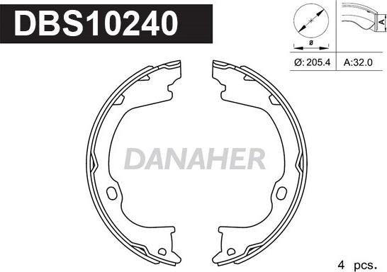Danaher DBS10240 - Комплект тормозов, ручник, парковка autosila-amz.com
