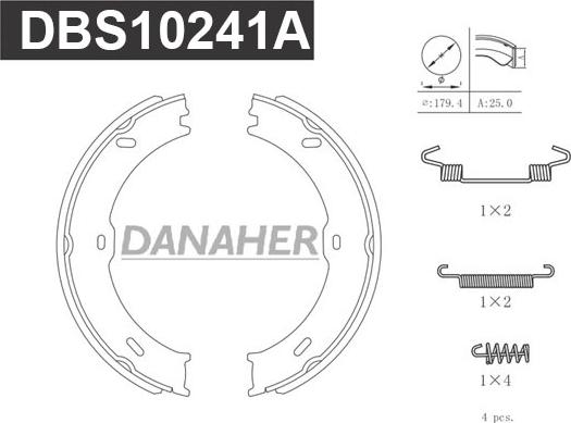 Danaher DBS10241A - Комплект тормозов, ручник, парковка autosila-amz.com