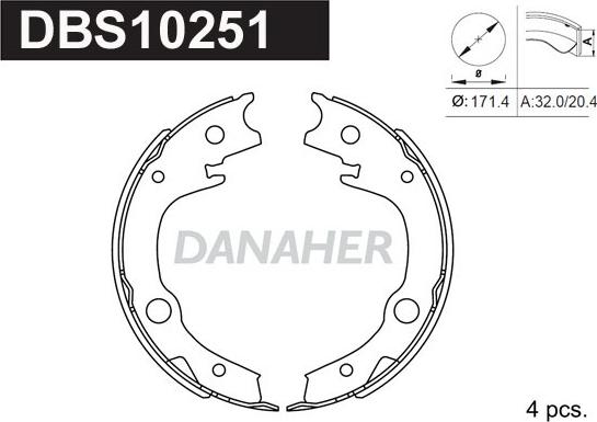 Danaher DBS10251 - Комплект тормозов, ручник, парковка autosila-amz.com